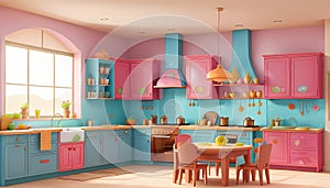 Kitchen Chic: Modern Design Infused with Colorful Pink Bliss