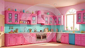 Kitchen Chic: Modern Design Infused with Colorful Pink Bliss