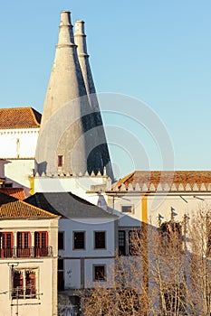 Kitchen chimneys. National Palace of Sintra. Portugal