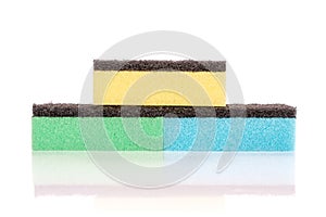 Kitchen cleaning sponge isolated on white