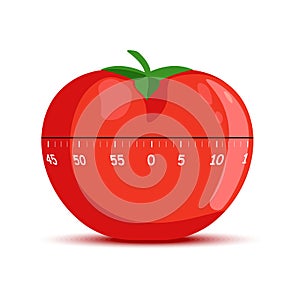 Kitchen clock in form of red tomato with leaf vector