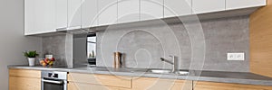 Kitchen with concrete worktop