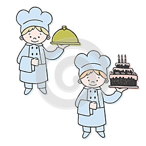 Kitchen and confectioner color illustration