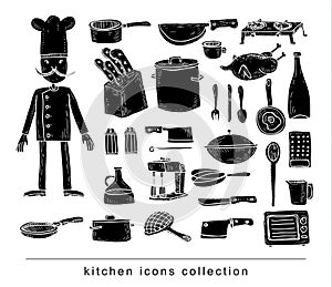 Kitchen and cooking elements black