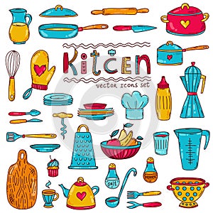 Kitchen cooking vector icons