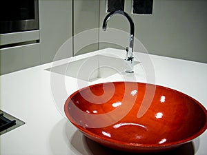 Kitchen counter faucet bowl