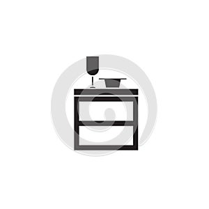 Kitchen cupboard black vector concept icon. Kitchen cupboard flat illustration, sign