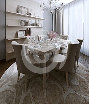 Kitchen diner in the neoclassical style