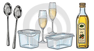 Kitchen and Dining Essentials Vector Illustration Set