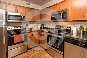 kitchen with energy-efficient appliances and led lighting