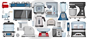 Kitchen equipment cartoon vector set icon. Isolated cartoon set icon household appliance. Vector illustration kitchen