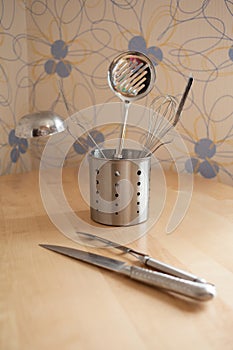 Kitchen equipment on table