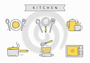 Kitchen equipment vector set isolated on white background