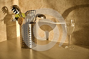 Kitchen equipments in light and shaddow