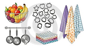 Kitchen Essentials Vector Illustration Set