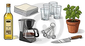 Kitchen Essentials Vector Illustration Set