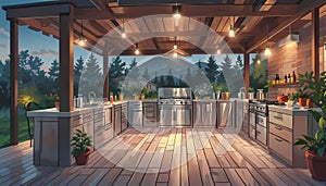 Kitchen facilities were built outside the house. Generative AI