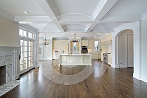 Kitchen and family room