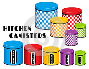 Kitchen Food Storage Canister Set, Checkerboard Design, Multi co