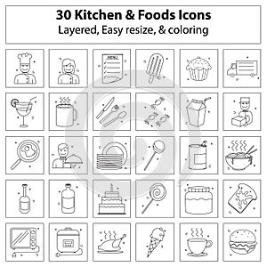 Kitchen and foods icons