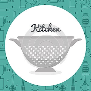 Kitchen fried drainer utensil icon