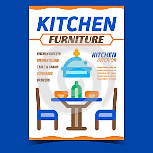 Kitchen Furniture Creative Promo Banner Vector