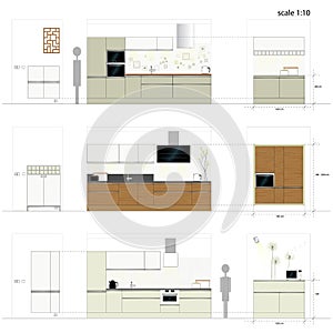 Kitchen furniture. Interior furniture. Vector illu