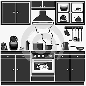 Kitchen Furniture Vector Illustration