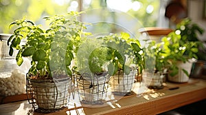 Kitchen garden, herbs on windowsill