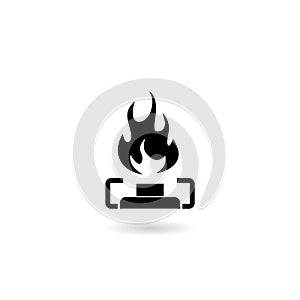 Kitchen gas stove icon with shadow