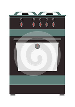 Kitchen gas stove isolated vector illustration.