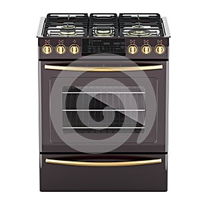 Kitchen Gas Stove with Oven, front view. 3D rendering