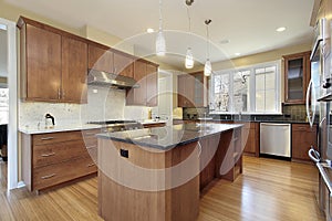 Kitchen with granite island