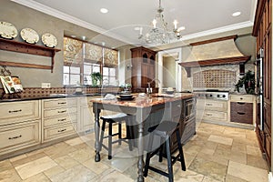 Kitchen with granite island