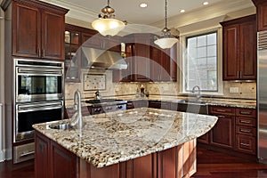 Kitchen with granite island