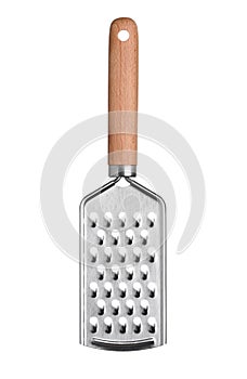 Kitchen hand grater isolated on white background. New clean grater utensil