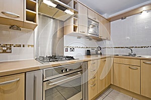 Kitchen with hard wood unit