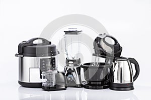 Kitchen Home Appliances - Different household appliances On Neutral Background