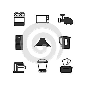 kitchen icon set, with equipment, fridge, microwaves