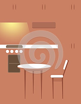 Kitchen interier. Retro style. Flat design