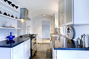 Kitchen interior with black granite tops