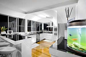 Kitchen Interior with City Views