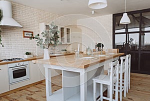 Kitchen interior loft style modern minimalism