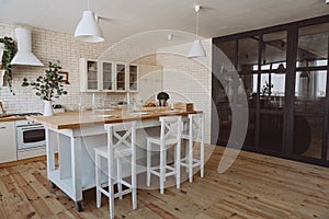 Kitchen interior loft style modern minimalism