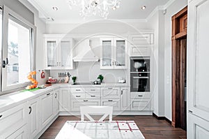 Kitchen interior in new luxury home with touch of retro. Modern