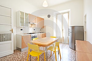 Kitchen interior in renovated, spacious apartment for rent