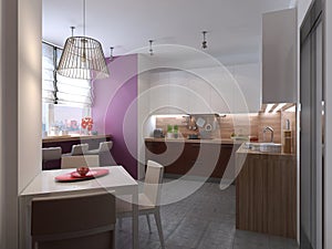Kitchen interior in the style of constructivism