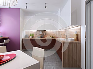 Kitchen interior in the style of constructivism