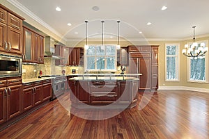 Kitchen and island in new construction home