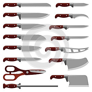 Kitchen knife collection vector